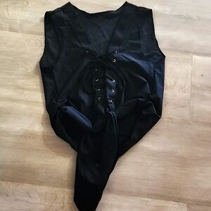 Front Tie Lace Up Swim Tank Top